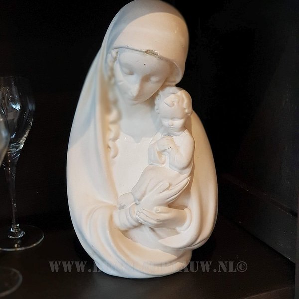 Maria met kind beeldje in gips