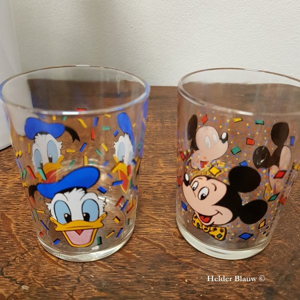 Vintage sapglaasjes Walt Disney (Mickey en Donald)