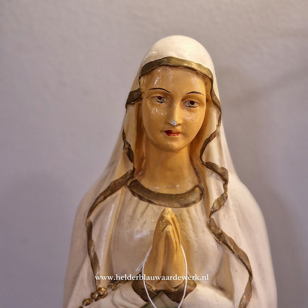 Groot brocante Mariabeeld OLV van Lourdes (hoogte 65 cm)