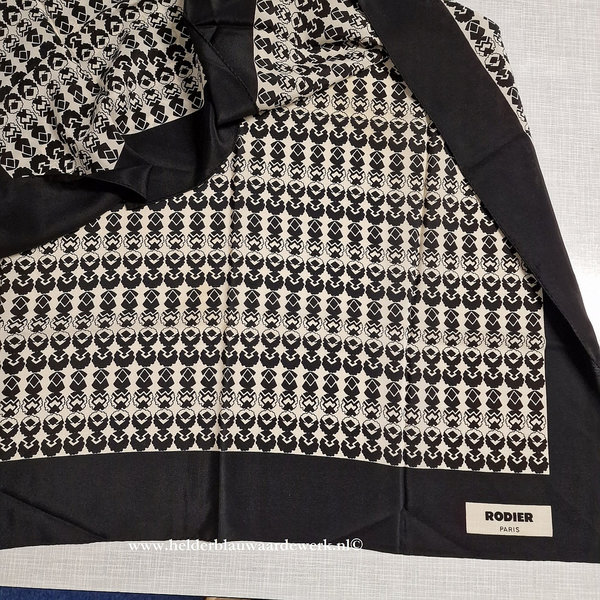 Vintage sjaal Rodier Paris France 100% zijde (zwart/wit)