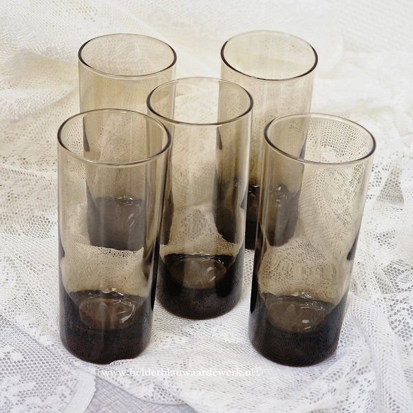 Vintage longdrink  /limonade glazen Fumé Rookglas (set van vijf )